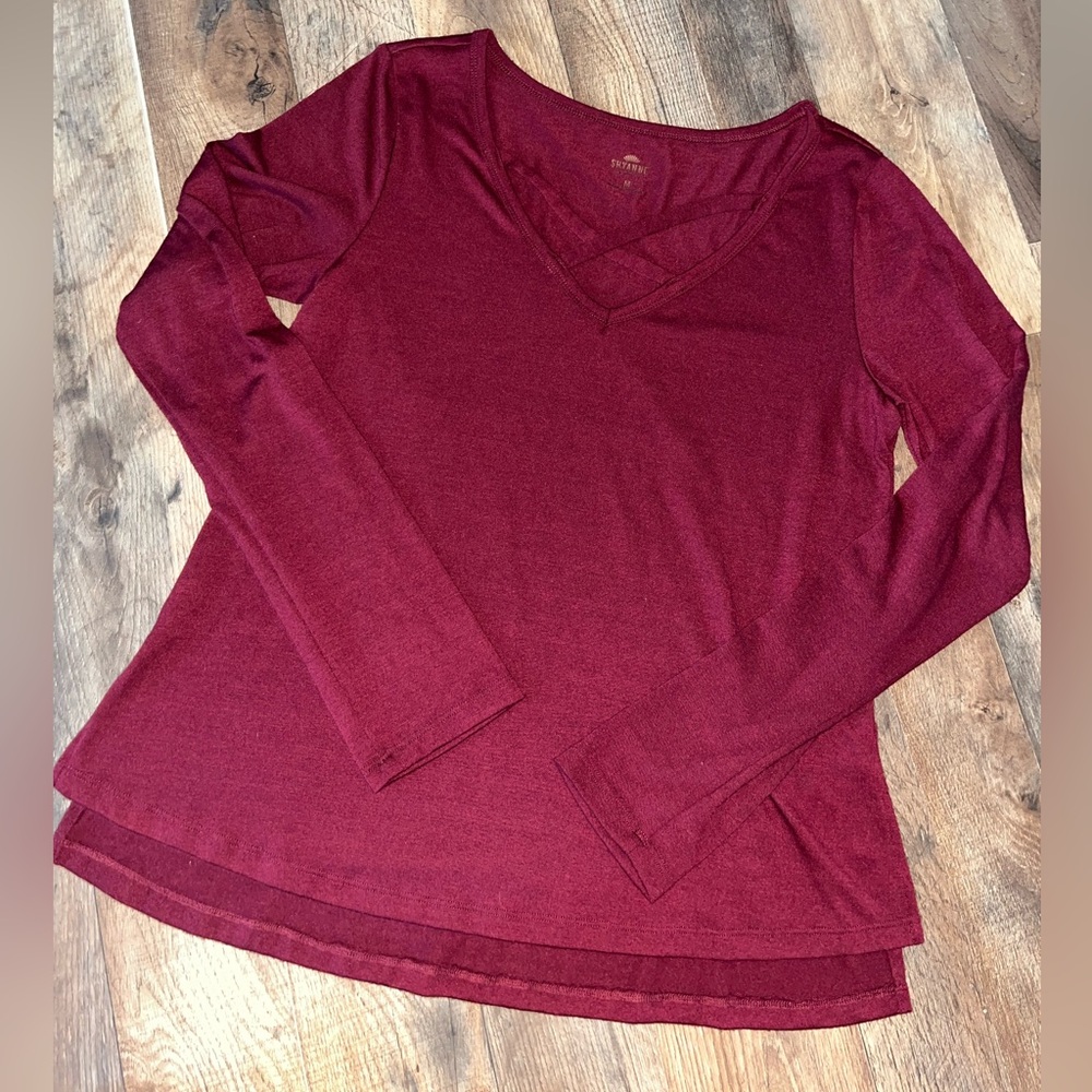 Women's Burgundy Long Sleeve Top